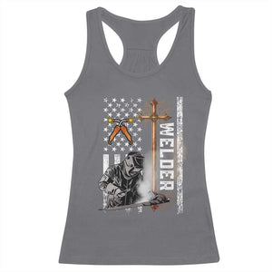 American Welder Racerback Tank Top Welding USA Flag Christian Cross TS02 Charcoal Print Your Wear