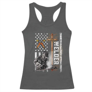 American Welder Racerback Tank Top Welding USA Flag Christian Cross TS02 Dark Heather Print Your Wear
