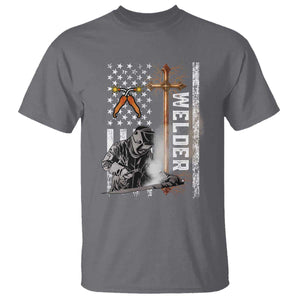 American Welder T Shirt Welding USA Flag Christian Cross TS02 Charcoal Print Your Wear