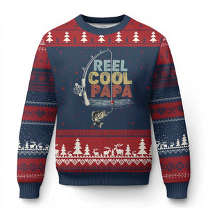 Fishing Dad Ugly Christmas Sweater Reel Cool Papa Retro Vintage TS02 Navy Red Print Your Wear