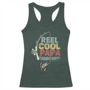 Fishing Dad Racerback Tank Top Reel Cool Papa Retro Vintage TS02 Dark Forest Green Print Your Wear