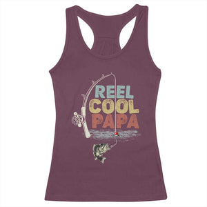 Fishing Dad Racerback Tank Top Reel Cool Papa Retro Vintage TS02 Maroon Print Your Wear