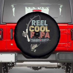 Fishing Dad Spare Tire Cover Reel Cool Papa Retro Vintage TS02 Black Print Your Wear