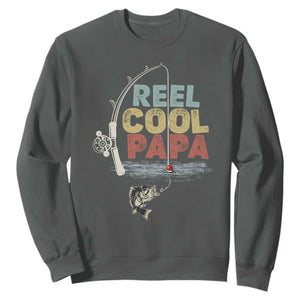 Fishing Dad Sweatshirt Reel Cool Papa Retro Vintage TS02 Dark Heather Print Your Wear