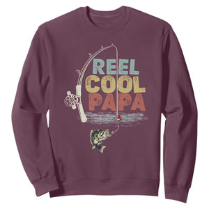 Fishing Dad Sweatshirt Reel Cool Papa Retro Vintage TS02 Maroon Print Your Wear