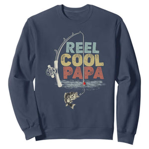 Fishing Dad Sweatshirt Reel Cool Papa Retro Vintage TS02 Navy Print Your Wear