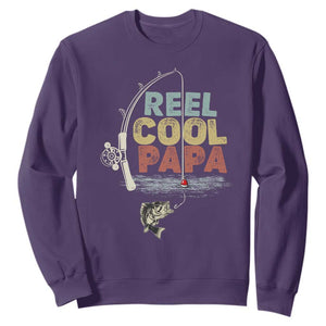 Fishing Dad Sweatshirt Reel Cool Papa Retro Vintage TS02 Purple Print Your Wear