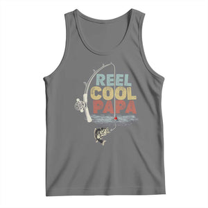 Fishing Dad Tank Top Reel Cool Papa Retro Vintage TS02 Black Heather Print Your Wear