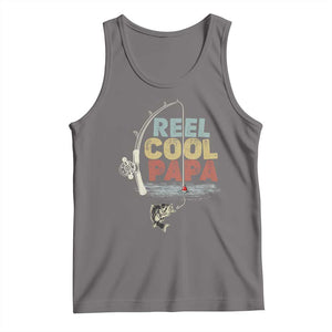 Fishing Dad Tank Top Reel Cool Papa Retro Vintage TS02 Deep Heather Print Your Wear