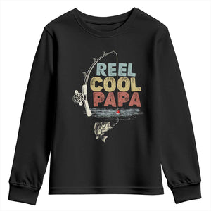 Fishing Dad Youth Sweatshirt Reel Cool Papa Retro Vintage TS02 Black Print Your Wear