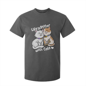 Cat Lover T Shirt For Kid Life Is Better With Cats Cute TS02 Dark Heather Print Your Wear