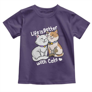 Cat Lover Toddler T Shirt Life Is Better With Cats Cute TS02 Purple Print Your Wear