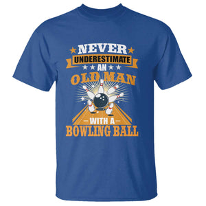 Funny Bowling T Shirt Never Underestimate Old Man Bowling Ball Mens Bowler TS02 Royal Blue Print Your Wear
