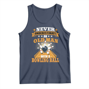 Funny Bowling Tank Top Never Underestimate Old Man Bowling Ball Mens Bowler TS02 Navy Print Your Wear