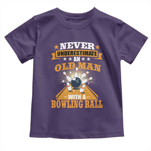 Funny Bowling Toddler T Shirt Never Underestimate Old Man Bowling Ball Mens Bowler TS02 Purple Print Your Wear