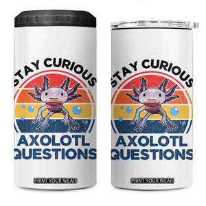 Funny Axolotl Pun 4 in 1 Can Cooler Tumbler I Stay Curious Axolotl Question Retro TS02 One Size: 16 oz White Print Your Wear