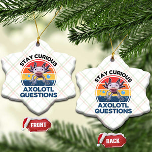 Funny Axolotl Pun Ceramic Ornament I Stay Curious Axolotl Question Retro TS02 Print Your Wear