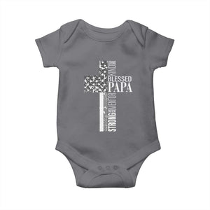 Blessed Papa Christian Cross Baby Onesie Faithful Dad Religious American Flag TS02 Charcoal Print Your Wear