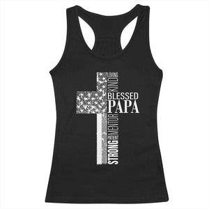 Blessed Papa Christian Cross Racerback Tank Top Faithful Dad Religious American Flag TS02 Black Print Your Wear