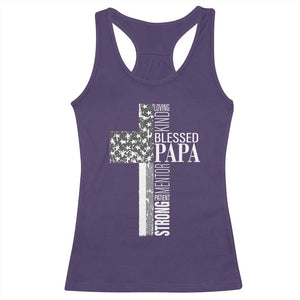 Blessed Papa Christian Cross Racerback Tank Top Faithful Dad Religious American Flag TS02 Purple Print Your Wear