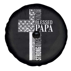 Blessed Papa Christian Cross Spare Tire Cover Faithful Dad Religious American Flag TS02 Print Your Wear