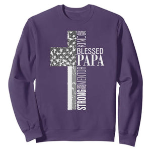Blessed Papa Christian Cross Sweatshirt Faithful Dad Religious American Flag TS02 Purple Print Your Wear