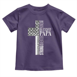 Blessed Papa Christian Cross Toddler T Shirt Faithful Dad Religious American Flag TS02 Purple Print Your Wear