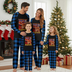 Funny Gluten Intolerance Plaid Pajama Set I Can't Eat Gluten It Makes My Tummy Hurt Skeleton Meme TS02 Blue Plaid Print Your Wear