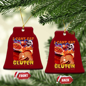 Funny Gluten Intolerance Ceramic Ornament I Can't Eat Gluten It Makes My Tummy Hurt Skeleton Meme TS02 Print Your Wear