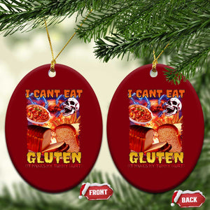 Funny Gluten Intolerance Ceramic Ornament I Can't Eat Gluten It Makes My Tummy Hurt Skeleton Meme TS02 Print Your Wear