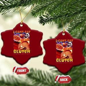 Funny Gluten Intolerance Ceramic Ornament I Can't Eat Gluten It Makes My Tummy Hurt Skeleton Meme TS02 Print Your Wear