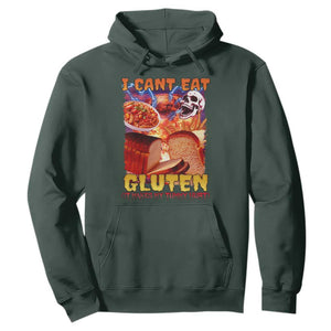 Funny Gluten Intolerance Hoodie I Can't Eat Gluten It Makes My Tummy Hurt Skeleton Meme TS02 Dark Forest Green Print Your Wear