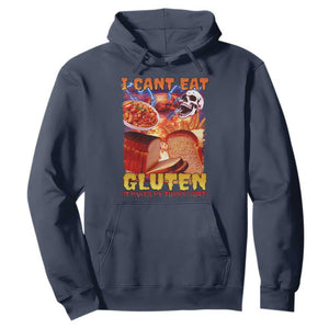 Funny Gluten Intolerance Hoodie I Can't Eat Gluten It Makes My Tummy Hurt Skeleton Meme TS02 Navy Print Your Wear