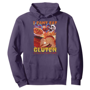 Funny Gluten Intolerance Hoodie I Can't Eat Gluten It Makes My Tummy Hurt Skeleton Meme TS02 Purple Print Your Wear