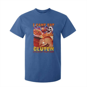 Funny Gluten Intolerance T Shirt For Kid I Can't Eat Gluten It Makes My Tummy Hurt Skeleton Meme TS02 Royal Blue Print Your Wear