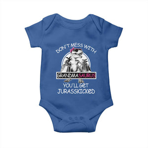 Funny Grandma Dinosaur Baby Onesie Dont Mess With Grandmasaurus Youll Get Jurasskicked TS02 Royal Blue Print Your Wear