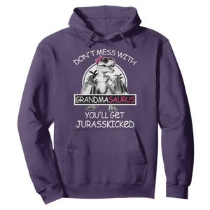 Funny Grandma Dinosaur Hoodie Dont Mess With Grandmasaurus Youll Get Jurasskicked TS02 Purple Print Your Wear