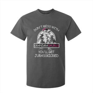 Funny Grandma Dinosaur T Shirt For Kid Dont Mess With Grandmasaurus Youll Get Jurasskicked TS02 Dark Heather Print Your Wear