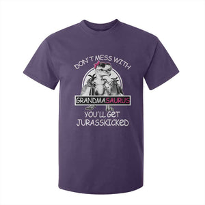 Funny Grandma Dinosaur T Shirt For Kid Dont Mess With Grandmasaurus Youll Get Jurasskicked TS02 Purple Print Your Wear