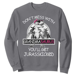 Funny Grandma Dinosaur Sweatshirt Dont Mess With Grandmasaurus Youll Get Jurasskicked TS02 Charcoal Print Your Wear