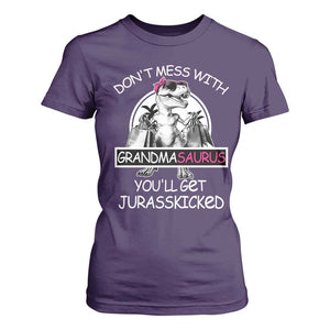 Funny Grandma Dinosaur T Shirt For Women Dont Mess With Grandmasaurus Youll Get Jurasskicked TS02 Purple Print Your Wear
