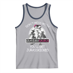 Funny Grandma Dinosaur Tank Top Dont Mess With Grandmasaurus Youll Get Jurasskicked TS02 Athletic Heather Navy Print Your Wear