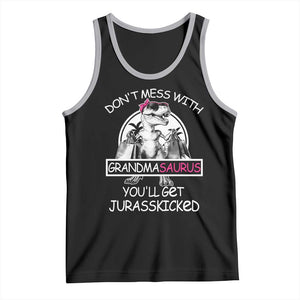 Funny Grandma Dinosaur Tank Top Dont Mess With Grandmasaurus Youll Get Jurasskicked TS02 Black Athletic Heather Print Your Wear