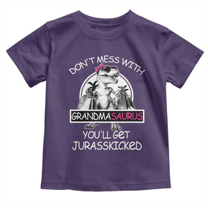 Funny Grandma Dinosaur Toddler T Shirt Dont Mess With Grandmasaurus Youll Get Jurasskicked TS02 Purple Print Your Wear