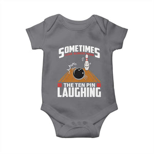 Funny Bowling Baby Onesie Hear The Ten Pin Laughing Bowler TS02 Charcoal Print Your Wear