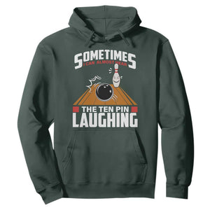 Funny Bowling Hoodie Hear The Ten Pin Laughing Bowler TS02 Dark Forest Green Print Your Wear