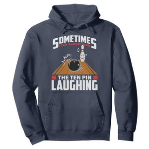 Funny Bowling Hoodie Hear The Ten Pin Laughing Bowler TS02 Navy Print Your Wear