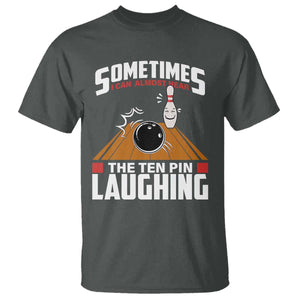 Funny Bowling T Shirt Hear The Ten Pin Laughing Bowler TS02 Dark Heather Print Your Wear
