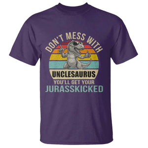 Funny Uncle Dinosaur T Shirt - Dont Mess With Unclesaurus Youll Get Jurasskicked Humor Tee TS02 Purple Print Your Wear