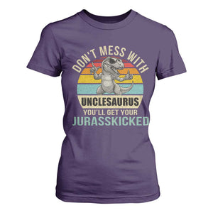 Funny Uncle Dinosaur T Shirt For Women Don't Mess With Unclesaurus You'll Get Jurasskicked TS02 Purple Print Your Wear